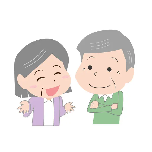 Yaşlı bir çift konuşuyor.