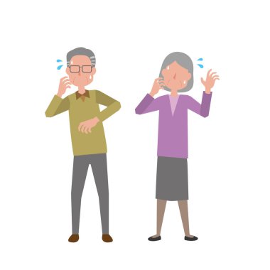 Sabırsız ve üzgün yaşlı bir çift.