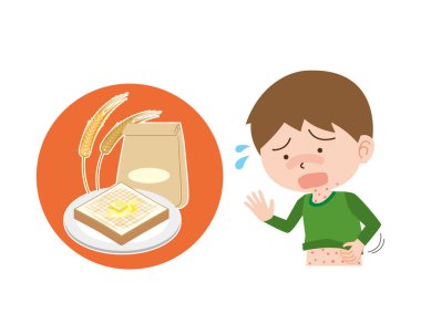 Buğday alerjisi olan bir çocuk.