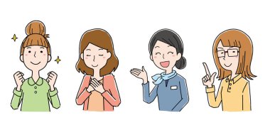 Gülümseyen kadın poz çizimi