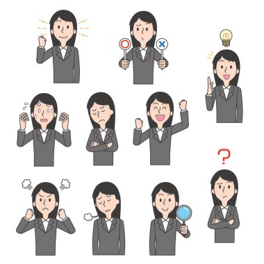 Kadın ofis çalışanı poz verme seti