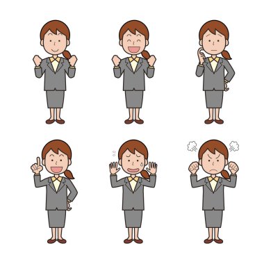 Kadın ofis çalışanı yüz ifadesi ayarlandı