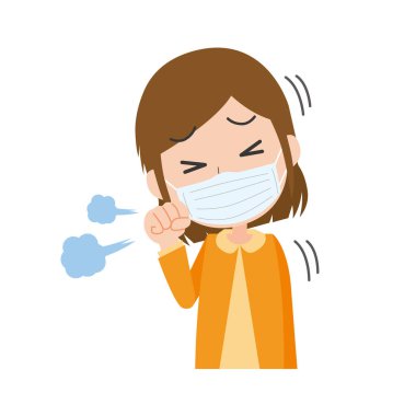 Soğuk algınlığı yüzünden öksüren bir kadın.