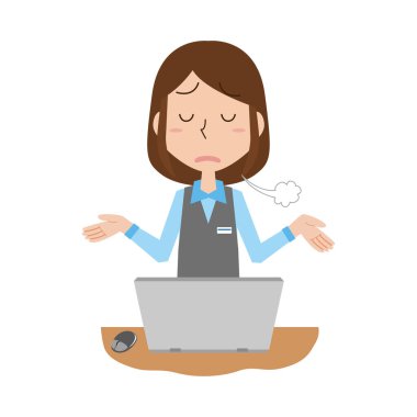 İç çeken bir ofis çalışanının tasviri.