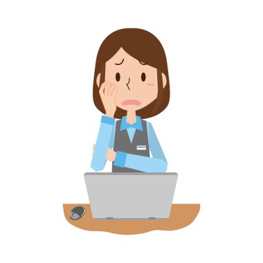 Başı dertte olan bir kadın ofis çalışanının resmi.
