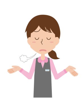 Resepsiyondaki genç bir kadın iç çekiyor.