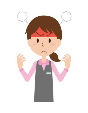 Çok kızgın bir resepsiyonist kadın.