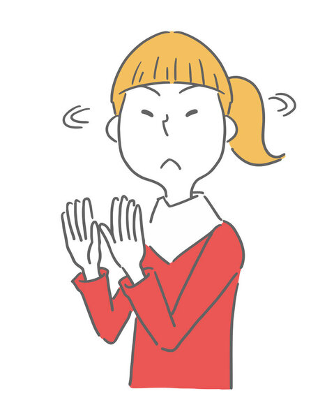 Женщина качает головой и отказывается.