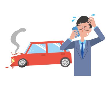 Trafik kazası geçiren ve telefon etmek için sabırsızlanan bir adam.