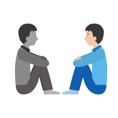 Karanlık kalbine bakan bir adamın resmi.