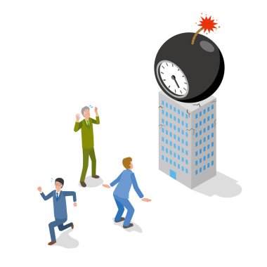 Saatli bomba ve şirket illüstrasyonu