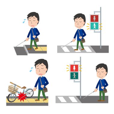 Görme engelli adamın resimlemesini ayarla