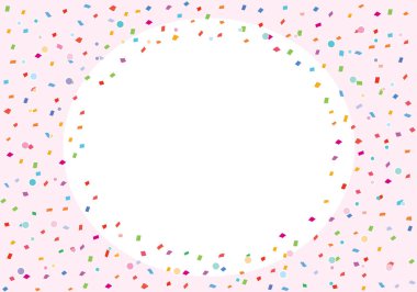 Pembe arka plan ve renkli konfetilerin çerçeve çizimi