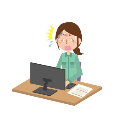 Ofis işinde başarısız olan bir kadın.