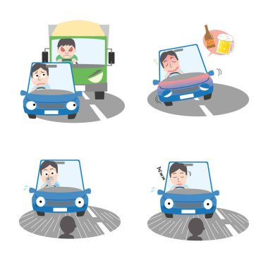 Tehlikeli sürüş illüstrasyonu