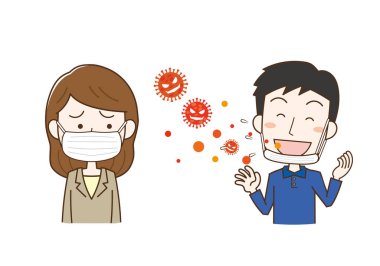 Maske çıkarıldığında yüksek sesle konuşan damlacık enfeksiyonunun resmi.