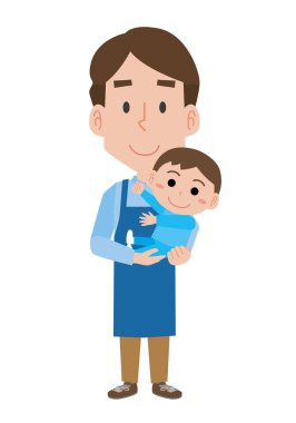 Çocuğunu kucağında tutan bir babanın tasviri