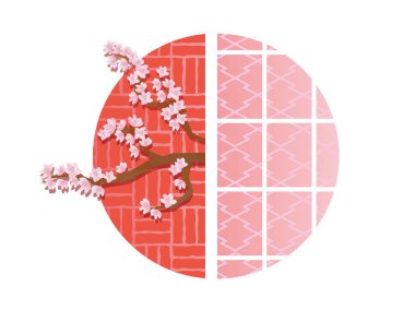 Japon deseni ve kiraz çiçeği çizimi