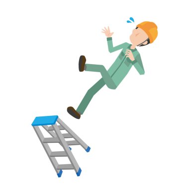 Merdivenden düşen bir işçinin resmi.