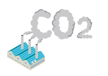 Fabrika egzoz gazı ve CO2 metni çizimi