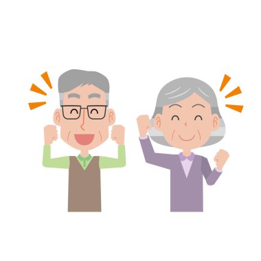 Neşeli gülümseyen yaşlı bir çift