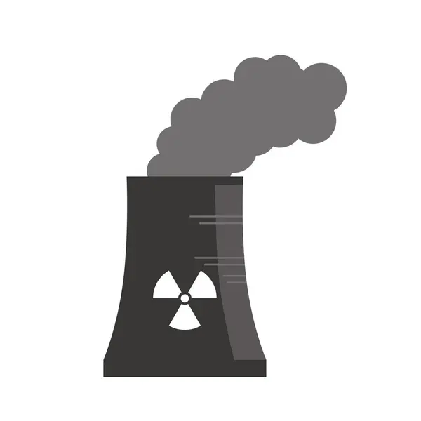 Silhouette Illustration Heat Dissipation Tower Nuclear Power Plant — Stock Vector