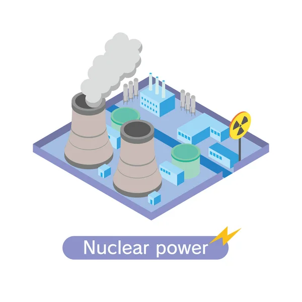 Isometric Illustration Nuclear Power Facility — Stock Vector
