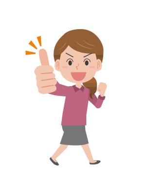 Parmağını kaldırıp iyi bir jest yapan bir kadın.