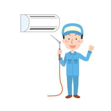 Klimayı temizleyen erkek işçi.