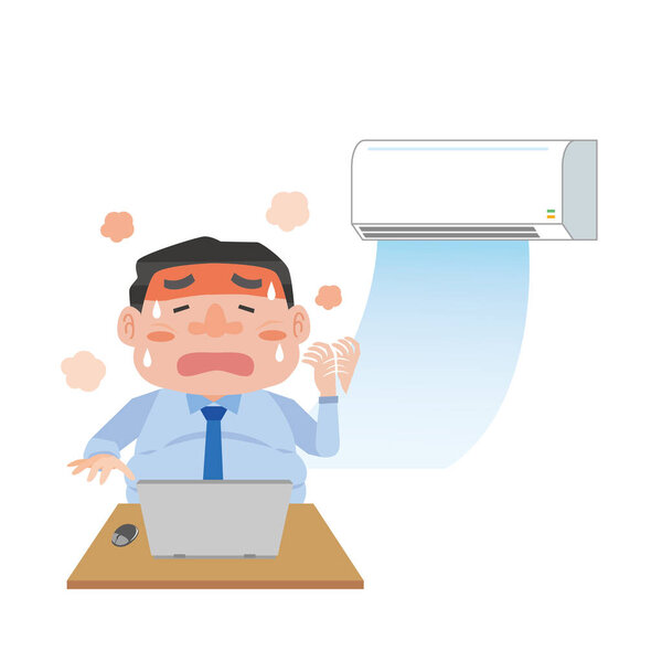 A man who gets hot with an air conditioner