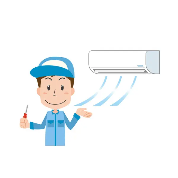 Klima takan bir erkek işçinin canlandırması