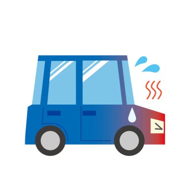 Aşırı ısınmış mavi bir arabanın tasviri