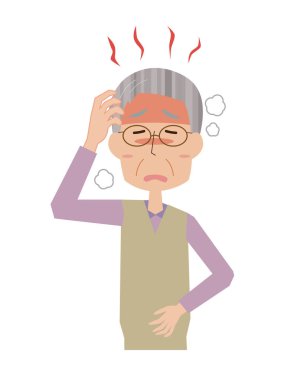 Ateşi olan yaşlı bir adam.