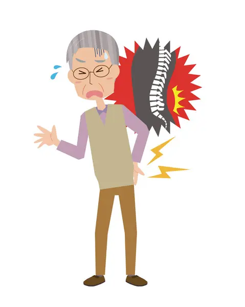 stock vector An old man suffering from back pain