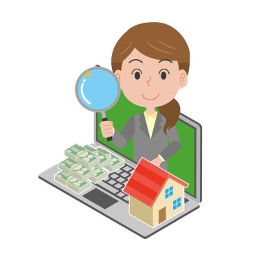 İnternette ev değerlendirmesi yapan bir kadın resmi