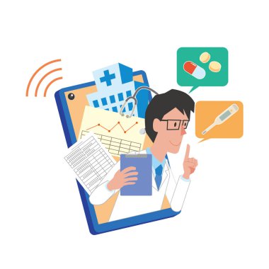Çevrimiçi tıbbi tedavinin resim çizimi