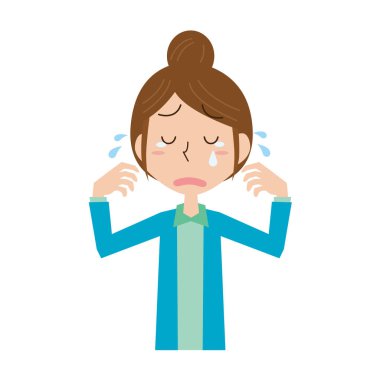 Çörek saçlı ağlayan kadın.