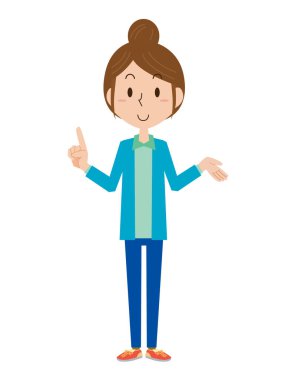 Bun saçlı bir kadın açıklama yapıyor.