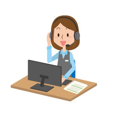 Çağrı merkezinde çalışan bir kadın.