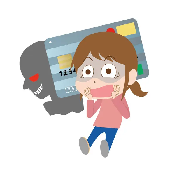 Woman Surprised Credit Card Fraud — Stock Vector