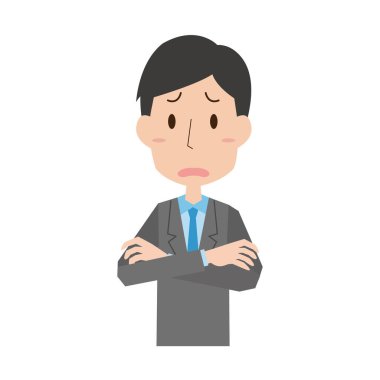 Erkek ofis çalışanı kollarını kavuşturuyor.