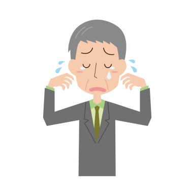 Ağlayan orta yaşlı erkek ofis çalışanı