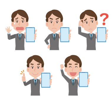 Akıllı telefonlu bir adamın çizimi.