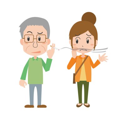 Sinir bozucu son sınıf erkek sigara içen bir kadının tasviri