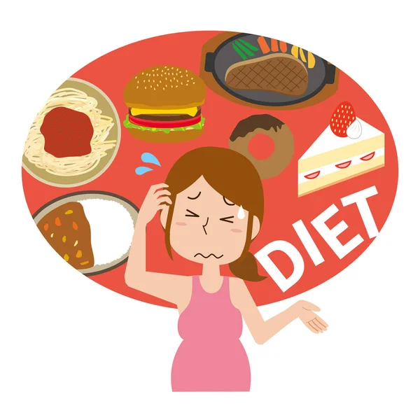 Stock vector Women suffering from dietary restrictions