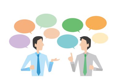 Bir ofis çalışanının toplantıda görüşlerini tartışması.