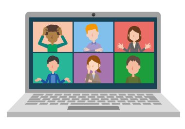 Uzaktan çalışmanın bir PC üzerinde çevrimiçi toplantı yapılmasının resmi