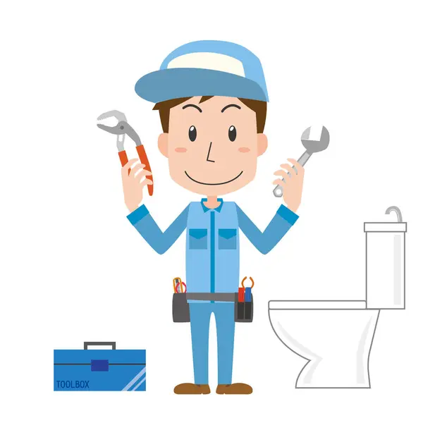 Männliche Arbeiter Reagieren Auf Toilettenprobleme — Stockvektor