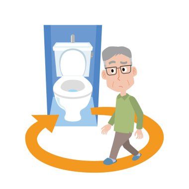 Sık sık tuvalete giden işeyen yaşlı bir adam.
