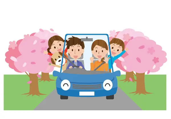 İlkbaharda aileyle araba sürme sanatı